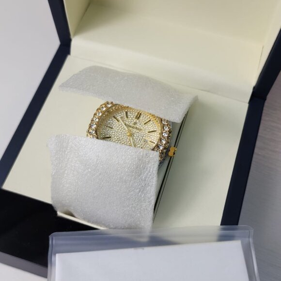 Two-Tone Gold & Silver Iced Out Men’s Watch – Fully Encrusted Luxury Bling Timep - Picture 4 of 5